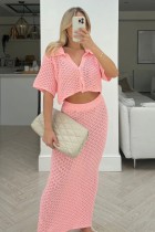 Knitted hook and flower set skirt multi-color cardigan buckle skirt set Knitted hook and flower set skirt multi-color cardigan buckle skirt set