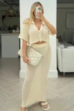Knitted hook and flower set skirt multi-color cardigan buckle skirt set