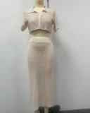 Knitted hook and flower set skirt multi-color cardigan buckle skirt set