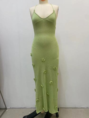 Knitted camisole dress flower dress