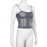 Make old willow nail denim straps, shaping small camisoles