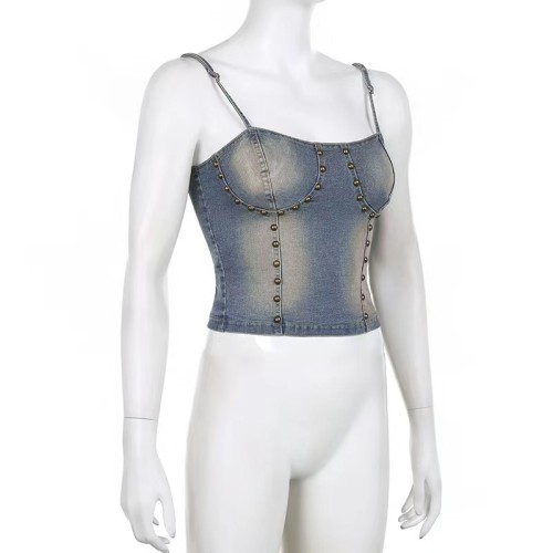 Make old willow nail denim straps, shaping small camisoles