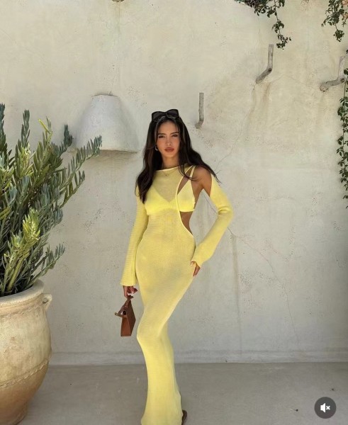 Butt hugging dress, long sleeved beach skirt