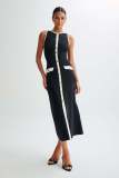 Knitted sleeveless button up dress, long skirt