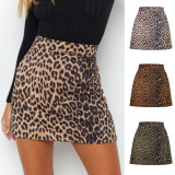 Women's suede wrapped hip short skirt with high waist zipper A-line skirt