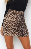 Women's suede wrapped hip short skirt with high waist zipper A-line skirt