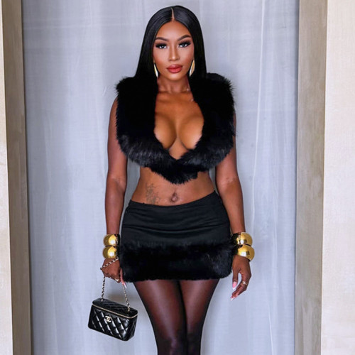 Mao Mao Splicing Deep V Open Back Set