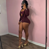 Deep V-low cut solid color jumpsuit