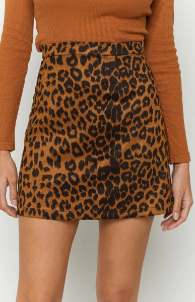 Women's suede wrapped hip short skirt with high waist zipper A-line skirt