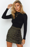 Women's suede wrapped hip short skirt with high waist zipper A-line skirt