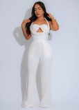 High waisted woven camisole sleeveless loose straight leg jumpsuit