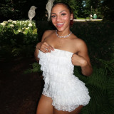 Strapless woolen jumpsuit