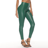 Bright high waisted PU leather pants