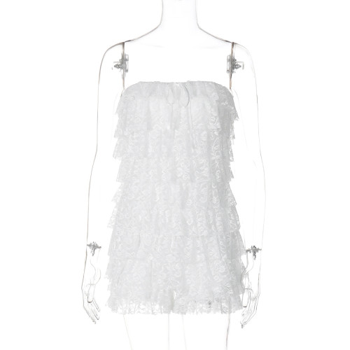 Strapless woolen jumpsuit