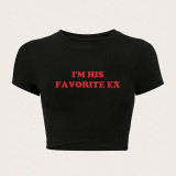 Umbilical letter short sleeved T-shirt top