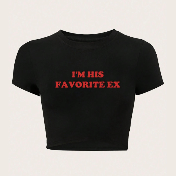 Umbilical letter short sleeved T-shirt top