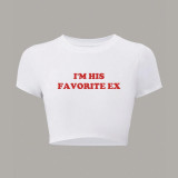 Umbilical letter short sleeved T-shirt top
