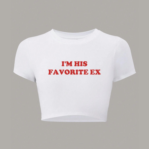 Umbilical letter short sleeved T-shirt top