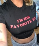 Umbilical letter short sleeved T-shirt top