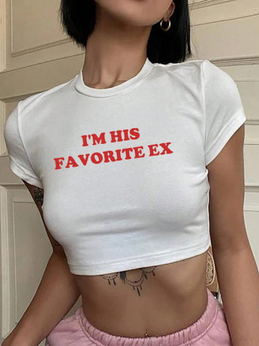 Umbilical letter short sleeved T-shirt top