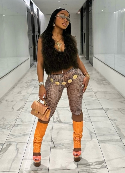 Mid waist stretch animal print seven part leggings