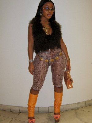 Mid waist stretch animal print seven part leggings