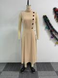 Waist up collar sleeveless button up decorative dress