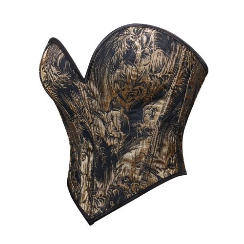 Black gold printed strapless strapless strapless shaping top