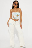 Positioning printed chest wrapped pants set