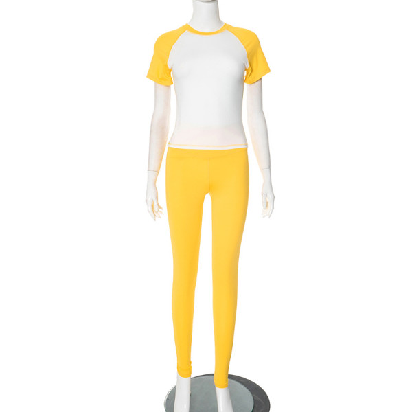 Color blocked yoga suit women's long pants long sleeved set