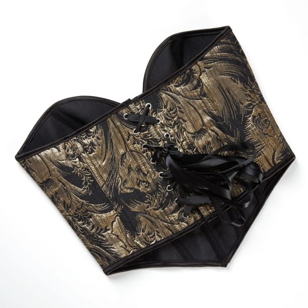 Black gold printed strapless strapless strapless shaping top