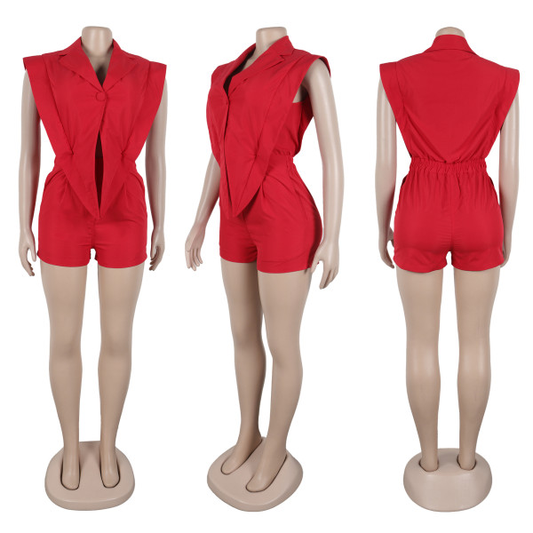 Irregular hem V-neck jumpsuit