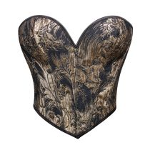 Black gold printed strapless strapless strapless shaping top
