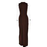 Round neck sleeveless tied dress