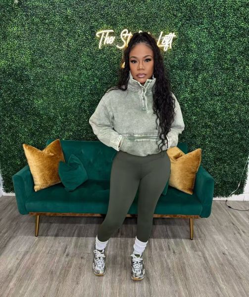 High waisted tight pants washed hoodie two-piece set