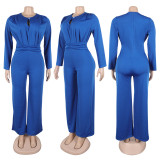 Elastic slim fit hollow waist wide leg jumpsuit