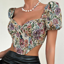 Backless bubble sleeve fishbone camisole vest