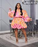 Bubble sleeve short shirt high waisted short skirt set