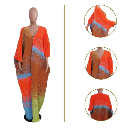 Loose knit long jacket