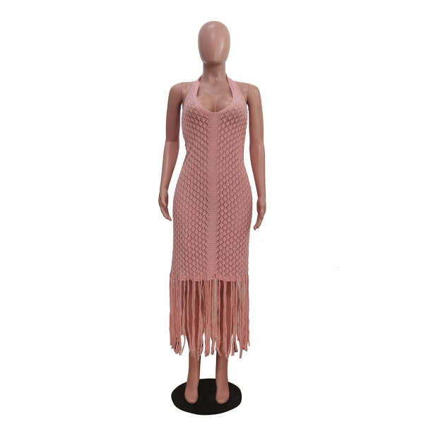 Knitted fringe beach skirt