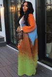 Loose knit long jacket