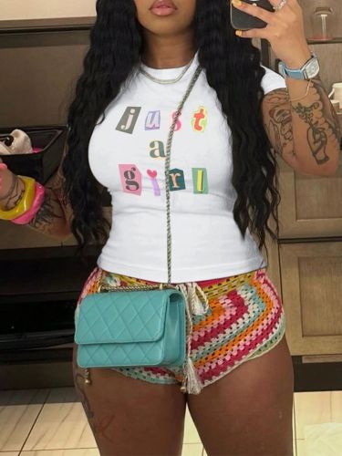 Printed letter loose short sleeved T-shirt top