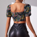 Backless bubble sleeve fishbone camisole vest