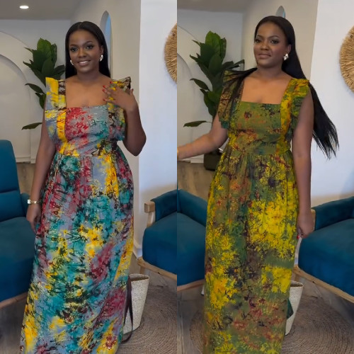 Women's pleated printed dress