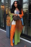 Loose knit long jacket