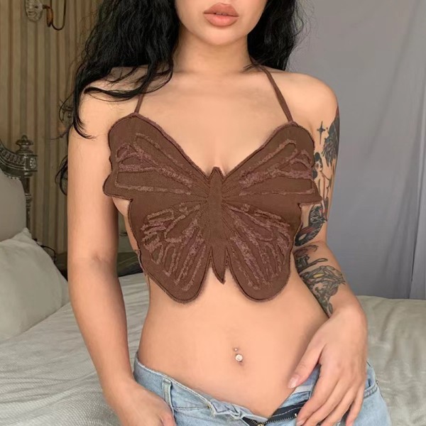 Butterfly neck suspender vest top