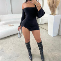 One shoulder, chest wrapped, slit wrapped, hip wrapped short skirt dress One shoulder, chest wrapped, slit wrapped, hip wrapped short skirt dress