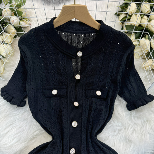 Hollow out slim fit and slimming knitted dress 855356816393