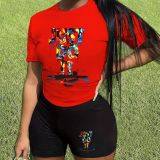 Printed two-piece short sleeved shorts set