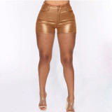 PU leather shorts